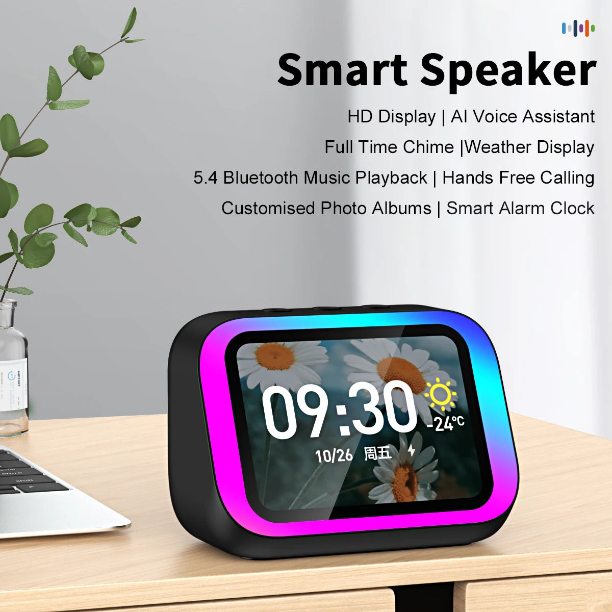 New AI Smart Speaker with Ambient Light, Bluetooth
