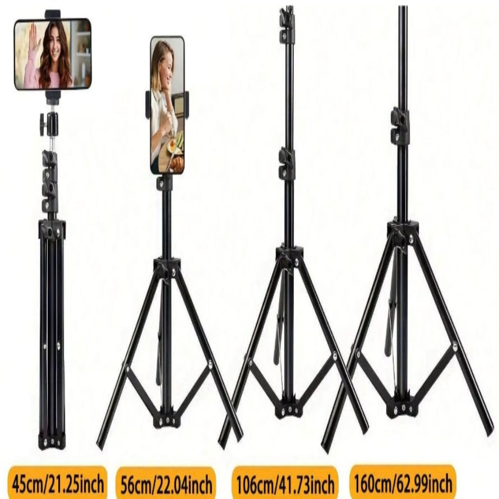 Trépied pliable et clip de support de téléphone 160 Cm multifonctionnel, pour téléphone et appareil photo