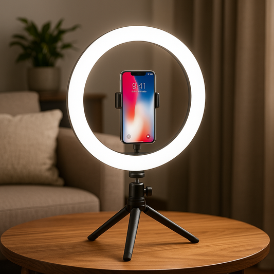 Ring lights 26 cm avec trépied et support tous smartphones