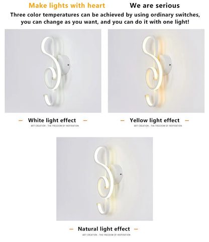 Moderne minimalistische Wandleuchten für Wohnzimmer, Schlafzimmer und Nachttisch, AC90V-260V LED, schwarz-weiß, für den Innenbereich, auch als Flurbeleuchtung geeignet.