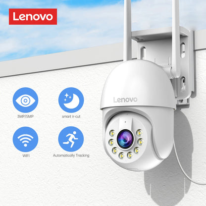 Lenovo 5MP Smart Wi-Fi PTZ-Kamera für den Außenbereich, 5-facher Digitalzoom, automatische Verfolgung