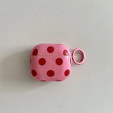 Fashion Simple Big Pink Blue Dots Polka Point Pattern Glossy Earphone Case with Ring Cover for AirPods 1 2 3 4 Pro 2 Pro 3