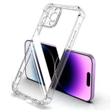 Shockproof transparent silicone phone case for iPhone 13 11 14 Pro Max 12 Mini with lens protector for iPhone 15 16 Pro XS Max X
