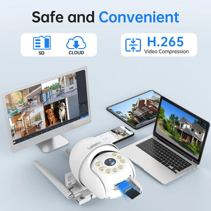 Lenovo 5MP Smart Wi-Fi PTZ-Kamera für den Außenbereich, 5-facher Digitalzoom, automatische Verfolgung