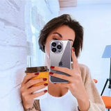 Shockproof transparent silicone phone case for iPhone 13 11 14 Pro Max 12 Mini with lens protector for iPhone 15 16 Pro XS Max X