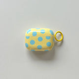 Fashion Simple Big Pink Blue Dots Polka Point Pattern Glossy Earphone Case with Ring Cover for AirPods 1 2 3 4 Pro 2 Pro 3