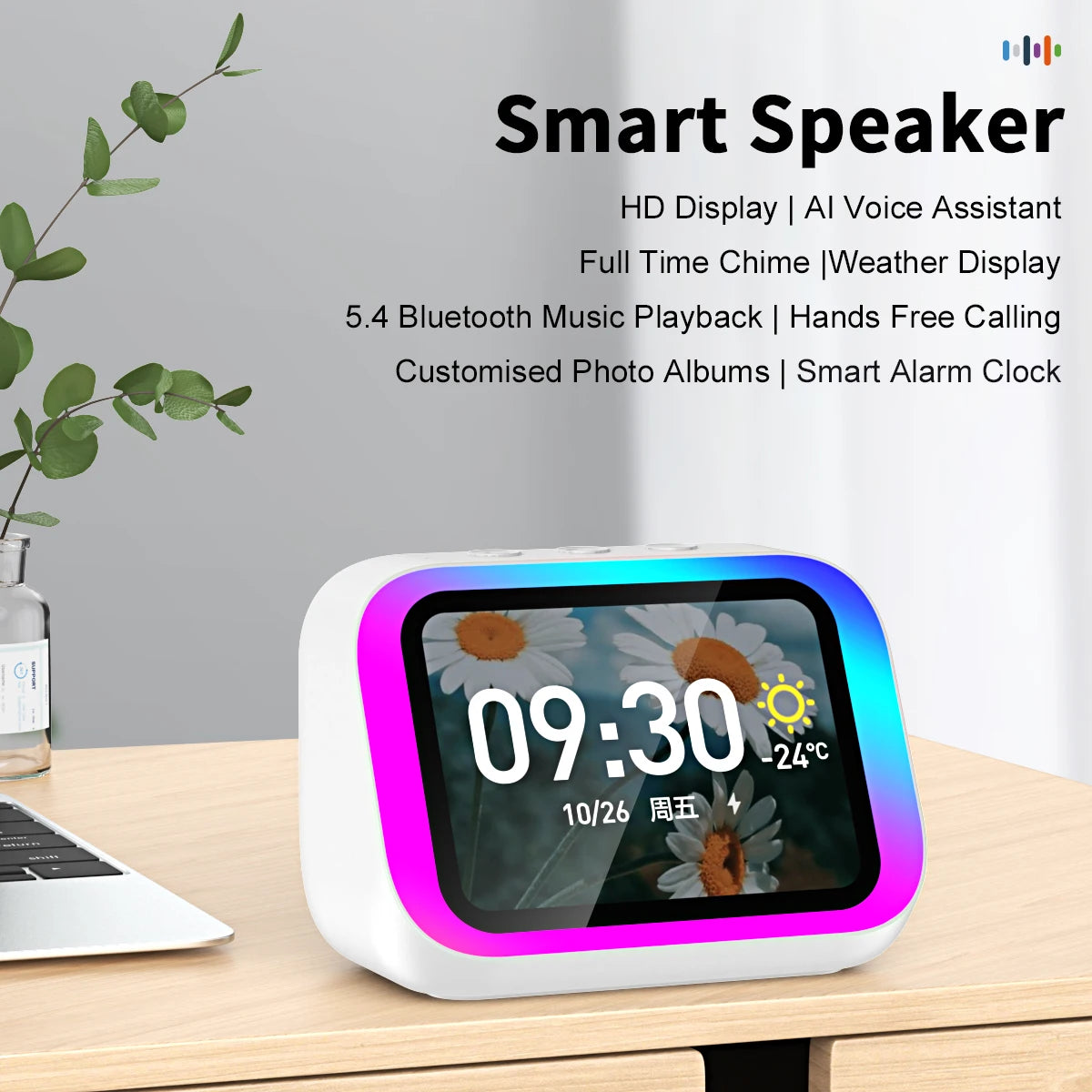 New AI Smart Speaker with Ambient Light, Bluetooth